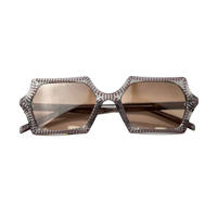 Gafas Bling Diamond Studded Starry Sky Square Gafas de sol Lentes Gradient Frame Material PC Colored Style Logo Lens