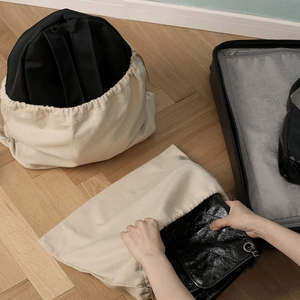 Op maat gemaakte witte flanellen geborstelde dikke katoenen stofzak met trekkoord voor handtas - Product Image 5