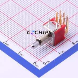 2MD3T2B1M6RES Toggle Switch Through hole Component (THT) Switch Double Pole Double Throw 300000 Cylindrical Knob PC Pin - Product Image 1