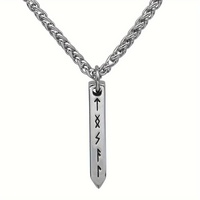 Vente en gros personnalisée d'accessoires de mode, collier à pendentif en acier inoxydable sur le thème des runes vikings, mythologie nordique, pour hommes