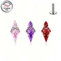 Boucles d'oreilles Freya G23 en titane avec pierre, bijoux de piercing tendance, zircon, hélix, snugg, tragus, piercings labret à filetage interne pour lèvre