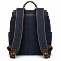 Sac à dos solaire antivol vintage pour femme avec garniture en cuir, toile à motifs et boucle décorative, sac à bandoulière pour le quotidien