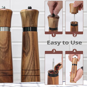 Molinillos Manuales de Sal y Pimienta de Madera Maciza con Núcleo Cerámico Ajustable y Anillo de Acero para Moler Especias - Product Image 6
