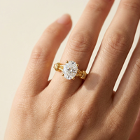 Bague de fiançailles personnalisée en or massif 18 carats avec diamant ovale de 2 carats certifié IGI, cultivé en laboratoire, et bande tressée à nœuds