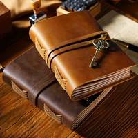 Carnet de voyage vintage en cuir pleine fleur style rétro nostalgique AliExpress, bloc-notes fait main avec reliure à feuilles mobiles et papier kraft