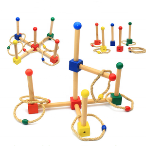 Montessori giáo dục cảm giác bằng gỗ Vòng quăng ném dây trò chơi thiết lập cho gia đình vui tươi ngoài trời quoits giải trí hộp đóng gói - Product Image 2
