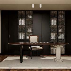 Armoire en bois de style médiéval moderne, luxe léger, avec porte en verre, rangement pour couverts, pour la maison, le salon ou la villa - Product Image 3