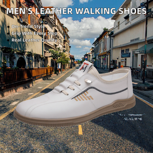 รองเท้าเดินลำลองหนังแท้สำหรับผู้ชาย ขายดี ดีไซน์ใหม่รับฤดูใบไม้ผลิ แบบผูกเชือก พื้นยางนุ่มกันลื่น แฟชั่น - Product Image 2