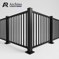 Rampe de balcon extérieure en alliage d'aluminium de luxe, à lattes horizontales, pour appartement, escalier et villa