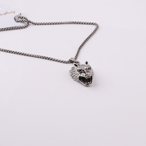 Vintage Stainless Chain Silver <strong>Wolf</strong> Pendant Alloy <strong>Necklace</strong> NA044 - Product Image 3