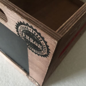 Casse di legno varie stampate personalizzate manici ritagliati contenitori di stoccaggio Decorative casse di legno con pannello frontale in lavagna - Product Image 5