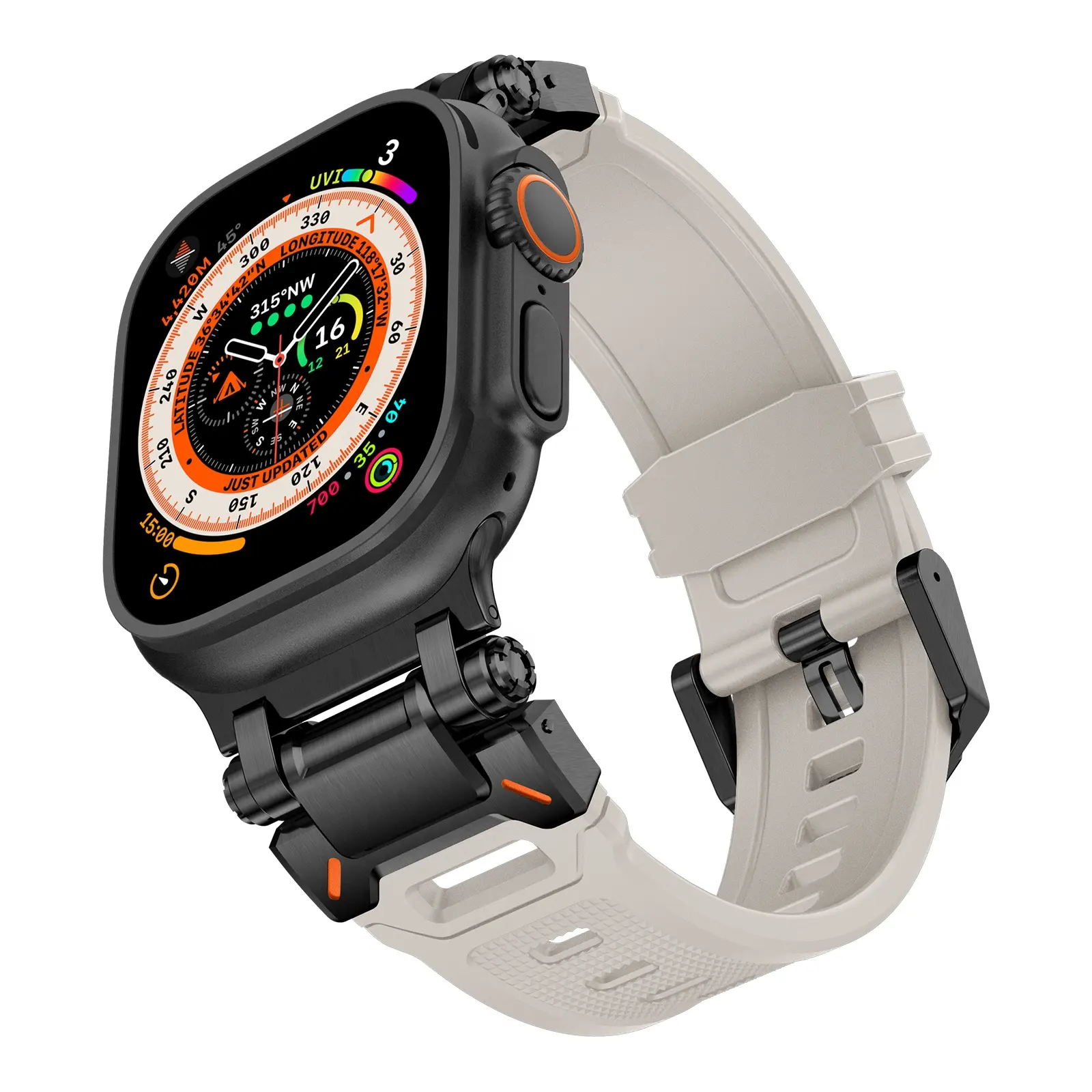 COOLYEP 최신 49MM 실리콘 금속 스테인레스 스틸 손목 스트랩 밴드 하이 퀄리티 스마트 시계 스트랩 iWatch 밴드 패션 유형