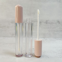 Emballage plastique de luxe 6ml Tubes de Gloss à lèvres roses de forme ronde