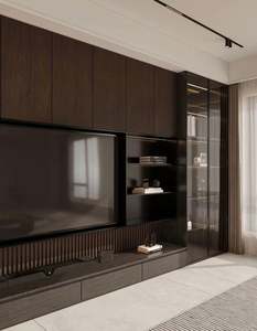 Meuble TV moderne en bois massif 2025, support mural complet, simple, rangement intégré, meuble TV de salon, verre - Product Image 1