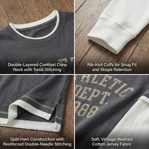 T-shirts pour hommes décontractés à épaules tombantes, coupe ample personnalisée, prix bas, deux pièces, TKAN923D, 100% coton lourd, streetwear - Product Image 2