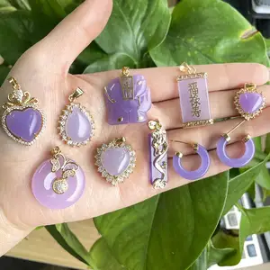 Colar de pingente de jade lavanda com pedra natural mexicana, joia de moda anti-manchas, novidade da moda em Guangzhou, novidade de 2024