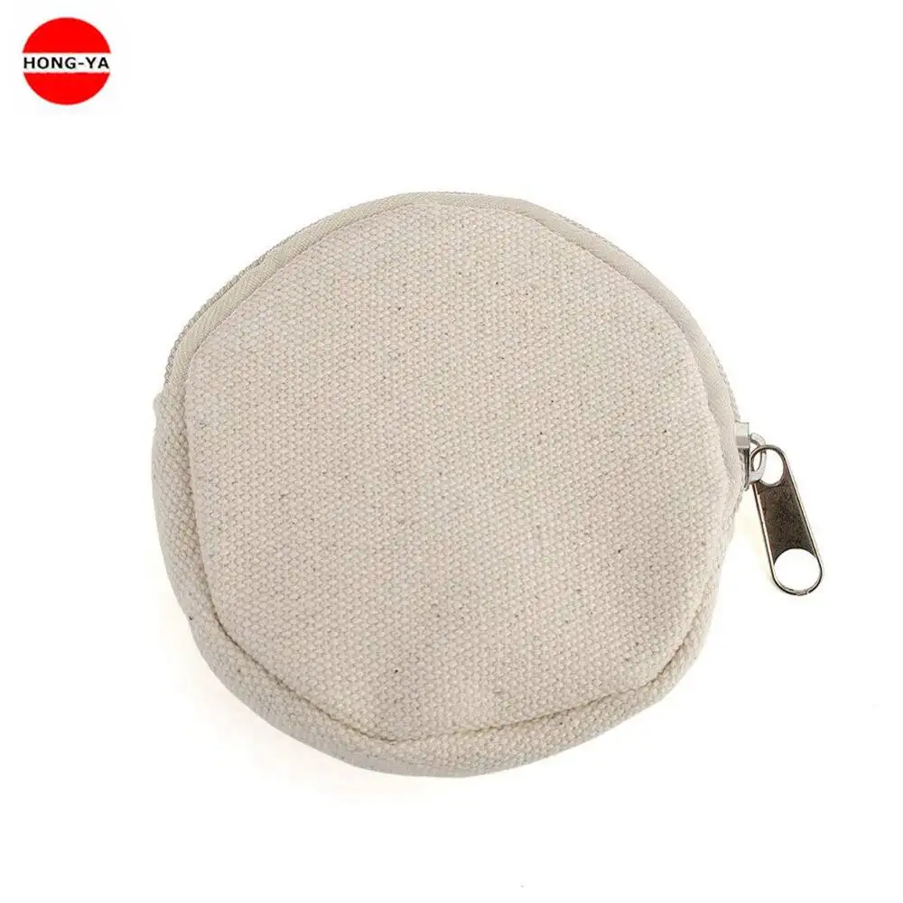 New Style Custom Small Canvas Round Zipper Bag For Accessories