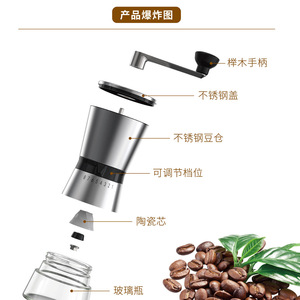 เครื่องบดกาแฟแบบ<span class=keywords><strong>มือ</strong></span><span class=keywords><strong>หมุน</strong></span>ขนาดเล็กพกพาสำหรับใช้ในบ้านและกิจกรรมกลางแจ้ง - Product Image 2