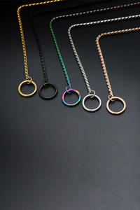 Hochwertiges Echt leder griff Edelstahl Slip Trainings halsband und Leine Set Mehrfarbige 120cm Slip Chain für Hund - Product Image 5