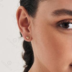 Gemnel Gold Puffy Heart <b>Stud</b> Earrings 3D Heart Design Stackable <b>Studs</b> for Ear Parties Earrings - Product Image 5