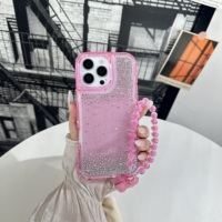 Coque de téléphone antichoc en TPU + PC avec chaîne de perles et diamants brillants, design tendance, pour iPhone 18 Pro Max, 18 Pro, 17 Pro Max, 17 Pro