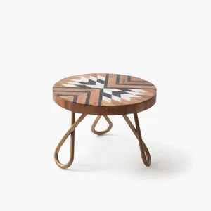 Handmade Wooden Cake Stand with New Design round Set Wood Inlay Geomatrix for Wedding Parties Made in India - Product Image 3