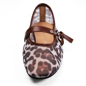 Bailarinas transpirables a la moda para mujer, <span class=keywords><strong>zapatos</strong></span> informales con estampado de animales Mary Jane para verano y primavera, bailarinas de malla - Product Image 2