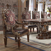 Ensemble de salle à manger en bois massif européen, table ronde avec 4 chaises, meubles de salle à manger sculptés à la main