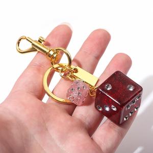Creative and Fashionable pink Dice Keychains Student Ladies' Bags Gift Pendants Car <b>Key</b> <b>Chains</b> - Product Image 3