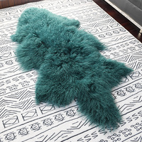 Tapis en fourrure de Mongolie naturelle de luxe, forme longue et bouclée, véritable tapis en peau de mouton moelleuse pour chambre, canapé, salon, maison