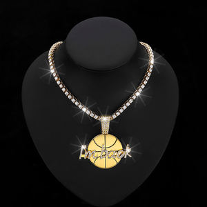 قلادة سبيكة من خليط الذهب مطلية بالكامل ومزودة بحلقة كرة سلة مع سلسلة ميامي كوبان 15 مم - Product Image 5