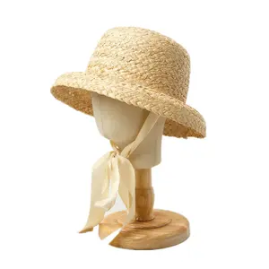 Wholesale Kid Babies Hand Crochet Straw Hat 2020 Eco-Friendly Summer Outdoor Beach Sun Protection Straw Hats For Baby