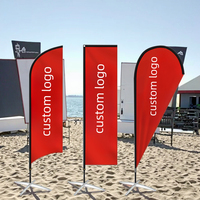 Vente en gros en plein air grand drapeau de plumes bannière plage volante publicité avec support de poteau base drapeaux et bannières promotionnels extérieurs
