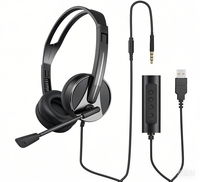 Casque filaire léger supra-auriculaire pour étudiants avec microphone US pour cours en ligne, PC, centre d'appels et bureau – En stock
