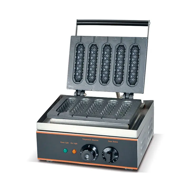 Sıcak satış yılan makinesi 220V 5 parça waffle köpekler bile ısı ticari yapışmaz waffle makinesi paslanmaz çelik