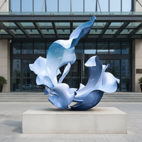 Statue en acier inoxydable coulée en forme de cube, taille réelle, logo personnalisé, design abstrait moderne, sculpture polie faite à la main, finition miroir