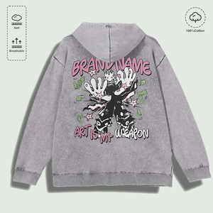 Felpa con Cappuccio 100% Cotone Lavato con Grafica 'Brandname Art Is <span class=keywords><strong>My</strong></span> Weapon', Multicolore - Product Image 2