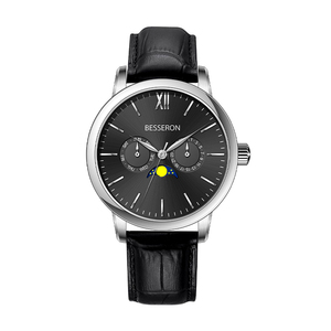 Montre à Quartz de luxe pour hommes en cuir véritable bracelet en acier inoxydable étanche Style d'affaires 43mm diamètre du cadran mouvement Seiko ODM - Product Image 3