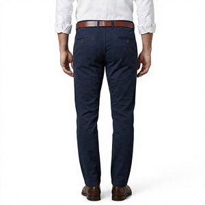 Pantalones Chinos Rectos Personalizados para Hombre, Color Azul Marino, Elásticos, Transpirables, Ecológicos, de Algodón y Spandex, 265GSM, Corte Ajustado, Verano, OEM, ODM - Product Image 2