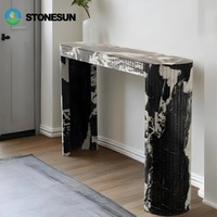 Table console en marbre naturel noir Napoléon personnalisée StoneSun, mobilier d'entrée moderne de luxe en marbre pour la maison ou l'hôtel