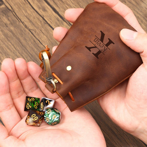 Genuine Leather D&D Dice Bag <b>Lock</b>-<b>Portable</b> Modern Design for Board Games Engraving Via Embossing Printing Promotional Gift - Product Image 1