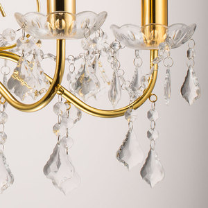 Lustre suspendu moderne classique en acrylique de luxe, luminaire décoratif pour salon, chambre à coucher, mariage, avec pampilles dorées et cristaux - Product Image 4