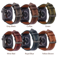 Bracelet de montre en cuir véritable pour Apple Watch série 8 7 6 5 4 3 2 1, 38 40 41 42 44 45 49mm