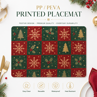 Napperon de Noël vintage à motif écossais, flocons de neige, sapin et agneau de Jésus, en PP et PEVA, imperméable et résistant à la chaleur, pour protéger la table de salle à manger pendant les fêtes