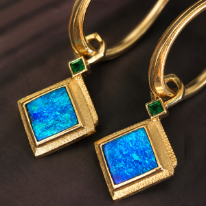 Orecchini ovali vintage dal design verde, orecchini color oro, gioielli eleganti alla moda per le donne, regalo per feste - Product Image 3