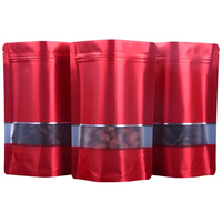 Emballage personnalisé rouge bleu refermable fermeture à glissière de qualité alimentaire noir mat pochette debout en feuille d'aluminium Doypack mylar avec fenêtre
