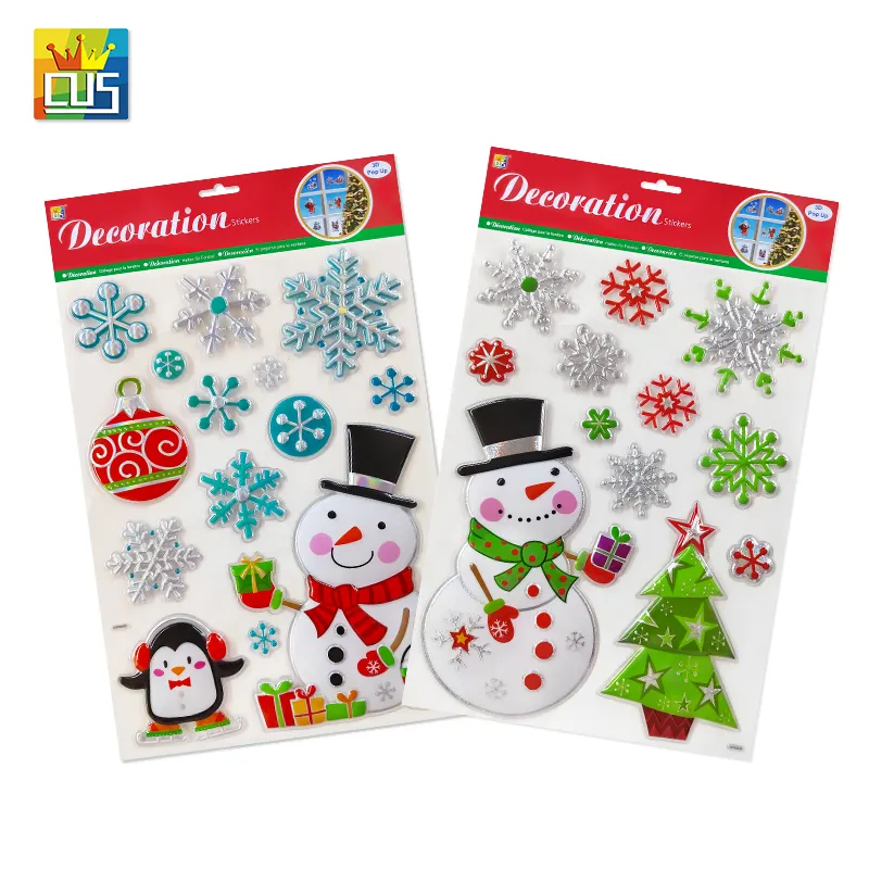 Christmas Santa Snowman tree decor Stickers with Snowflake Decals for Winter Funny Xmas DIY Door and Window