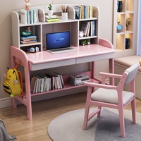 Bureau convertible moderne en bois massif avec bibliothèque intégrée pour bureau à domicile et apprentissage des enfants