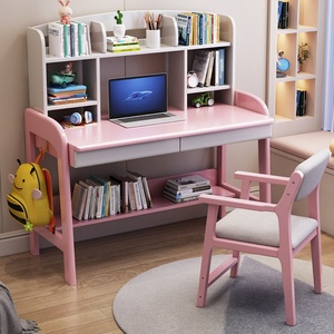 Escritorio de Madera Maciza con Librero, Combinación de Escritorio Simple para Computadora, para el Hogar, para que los Niños Aprendan a Escribir - Product Image 4