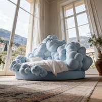 Canapé-lit rond minimaliste, futon créatif en tissu, design moelleux effet guimauve, causeuse élégante pour villa